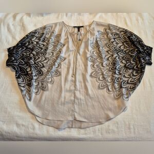 BCBG MAX AZRIA womens's size Small black & gray Fiona Poet sleeve blouse VGUC